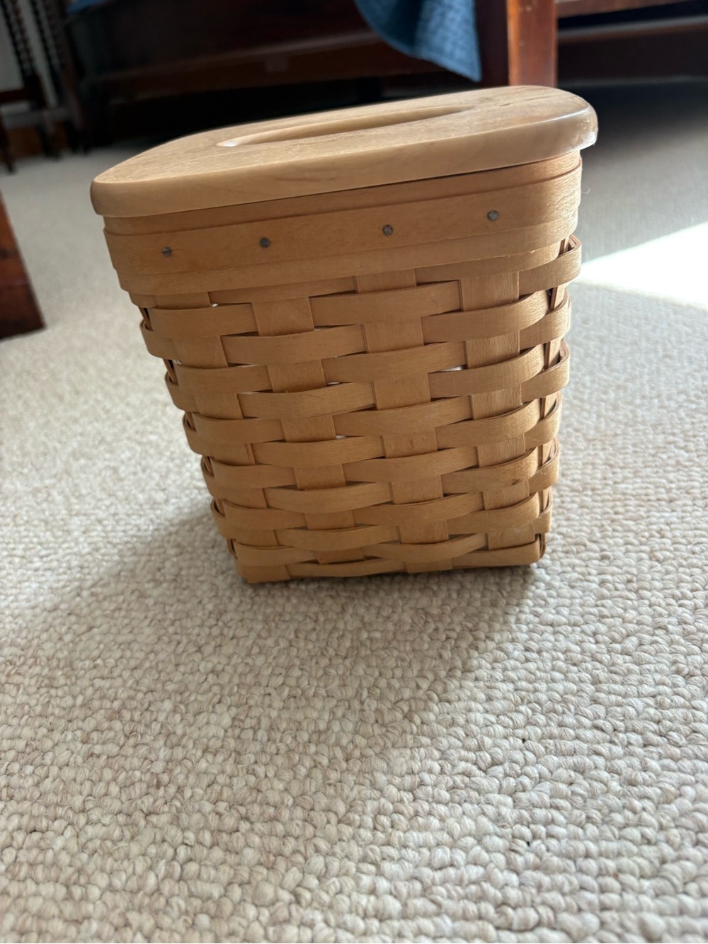 Longaberger Woven Tissue Box w/ Cover - Natural Brown